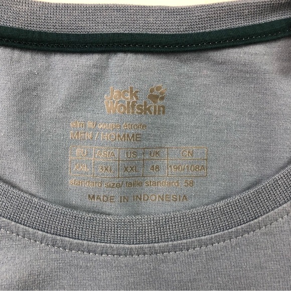𝅺JACK Wolfskin steel blue graphic Men’s long sleeve tee Large - Picture 5 of 10